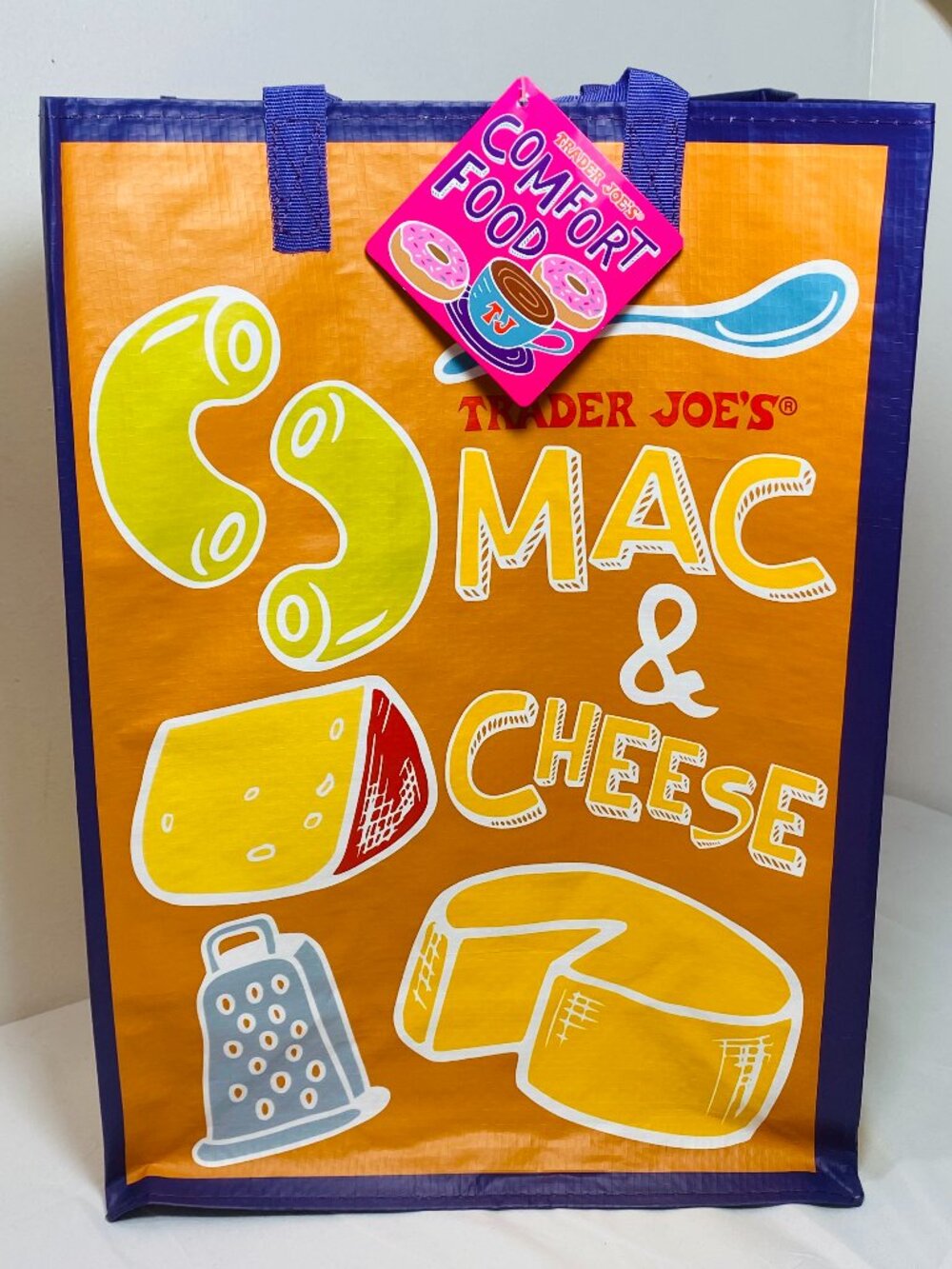 NEW Trader Joe's Comfort Food Reusable Vinyl Tote Bag 6 Gal, NWT